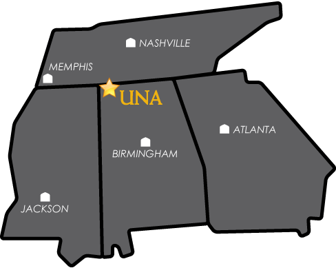 Map of University of North Alabama Campus