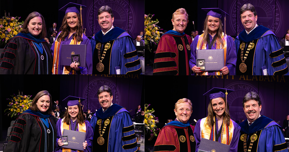 Five students were honored as part of the recent fall commencement ceremonies at the University of North Alabama.