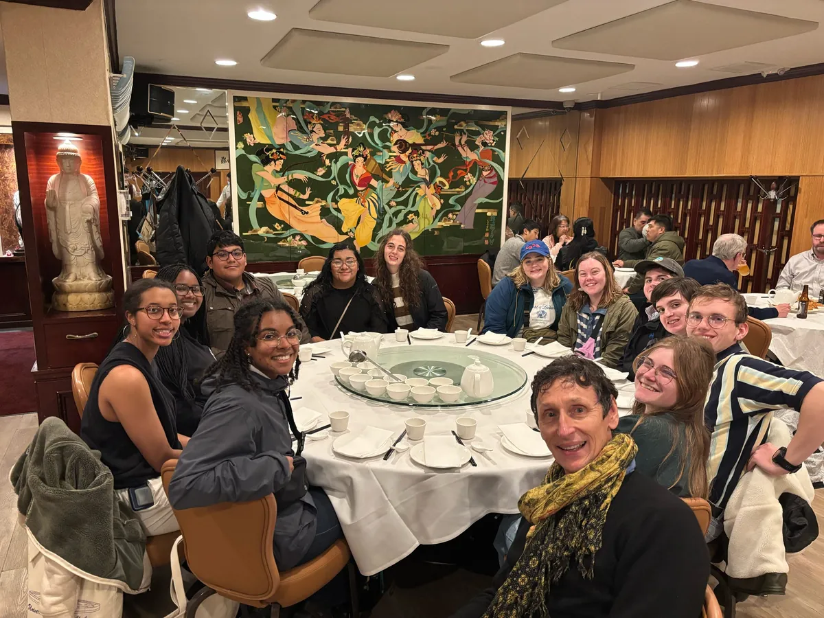 Group photo seated in a nice restaurant