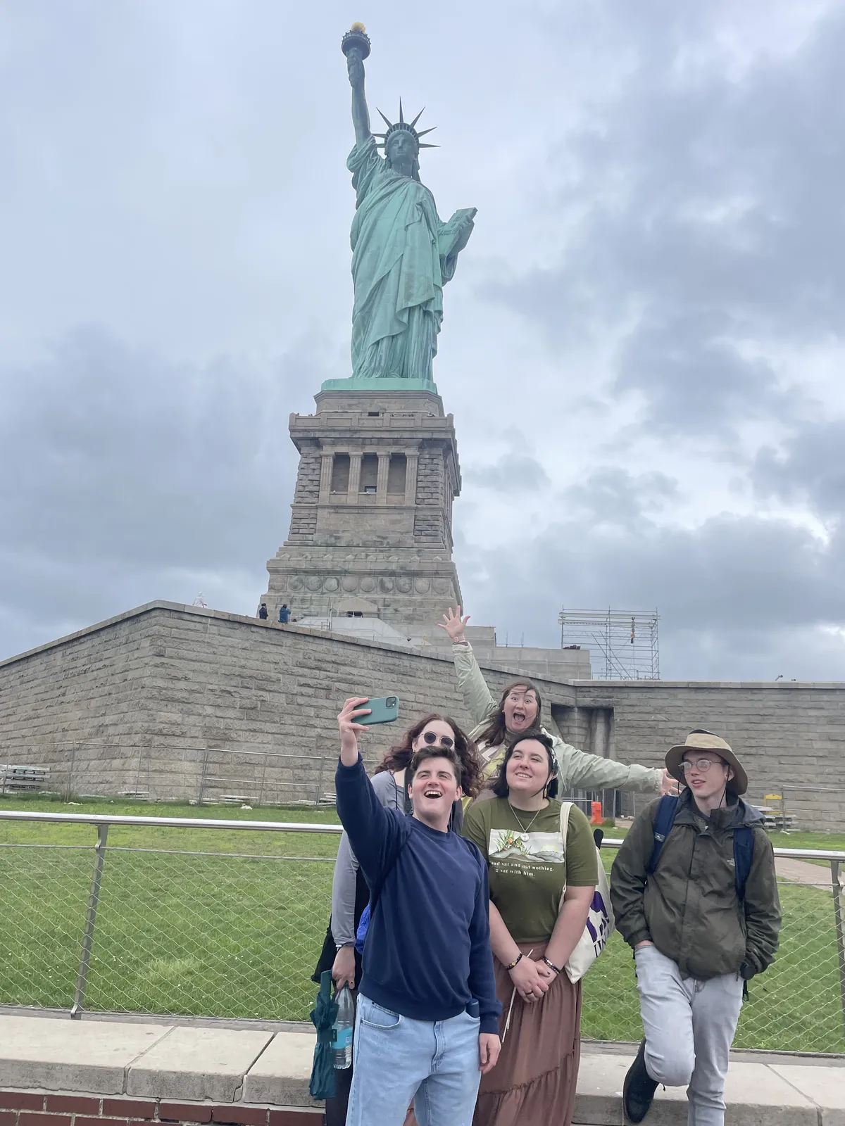 Group photo by the Statue of Liberty