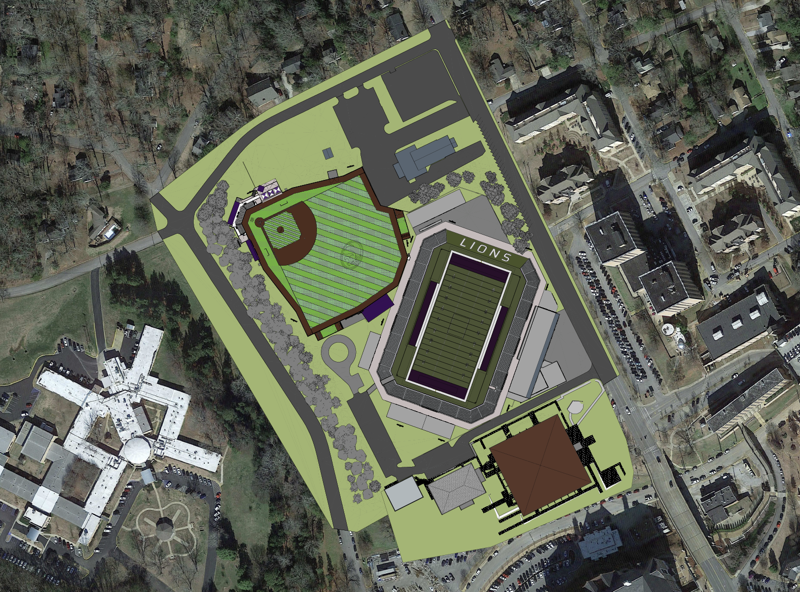 graphic showing placement of new stadium
