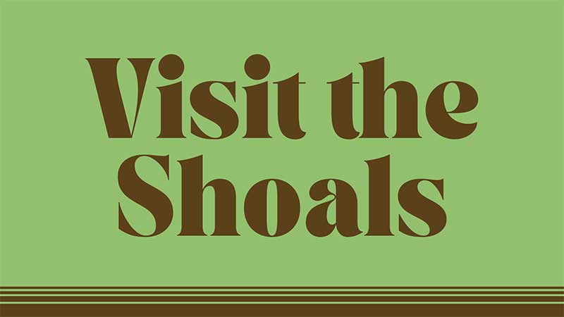 graphic with text saying Visit the Shoals