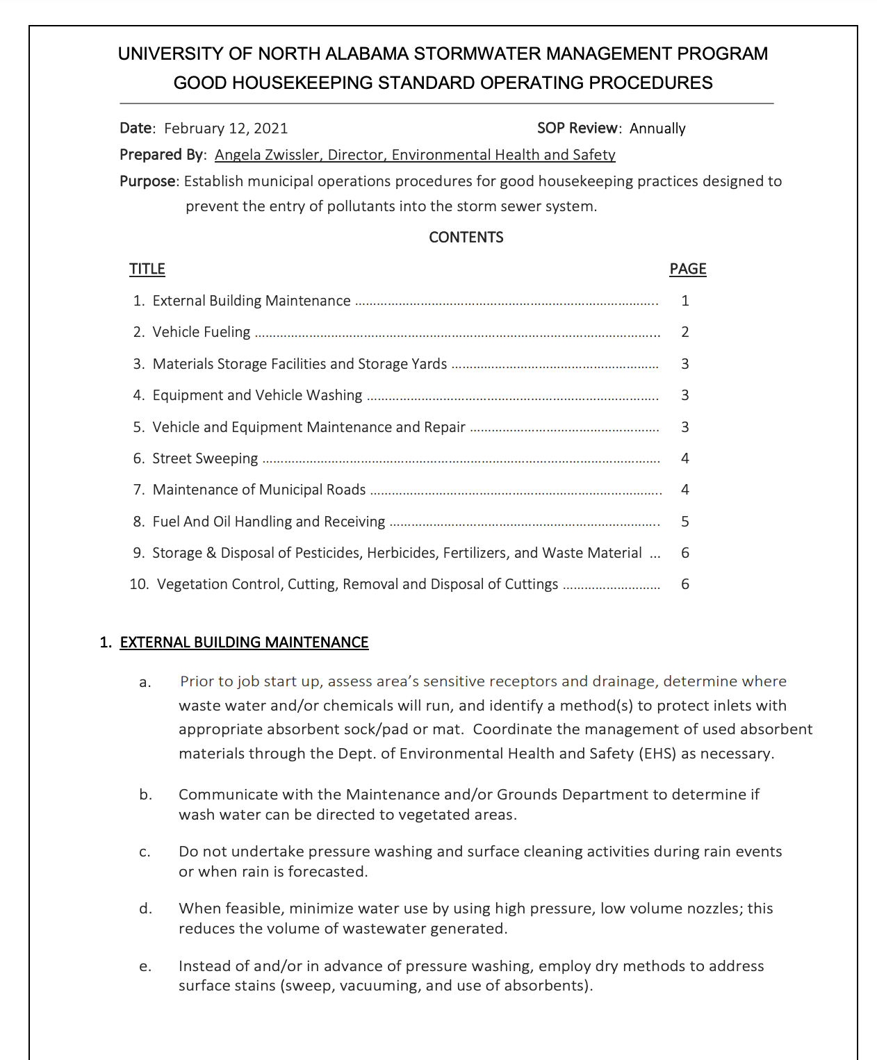 Storm Water Procedures