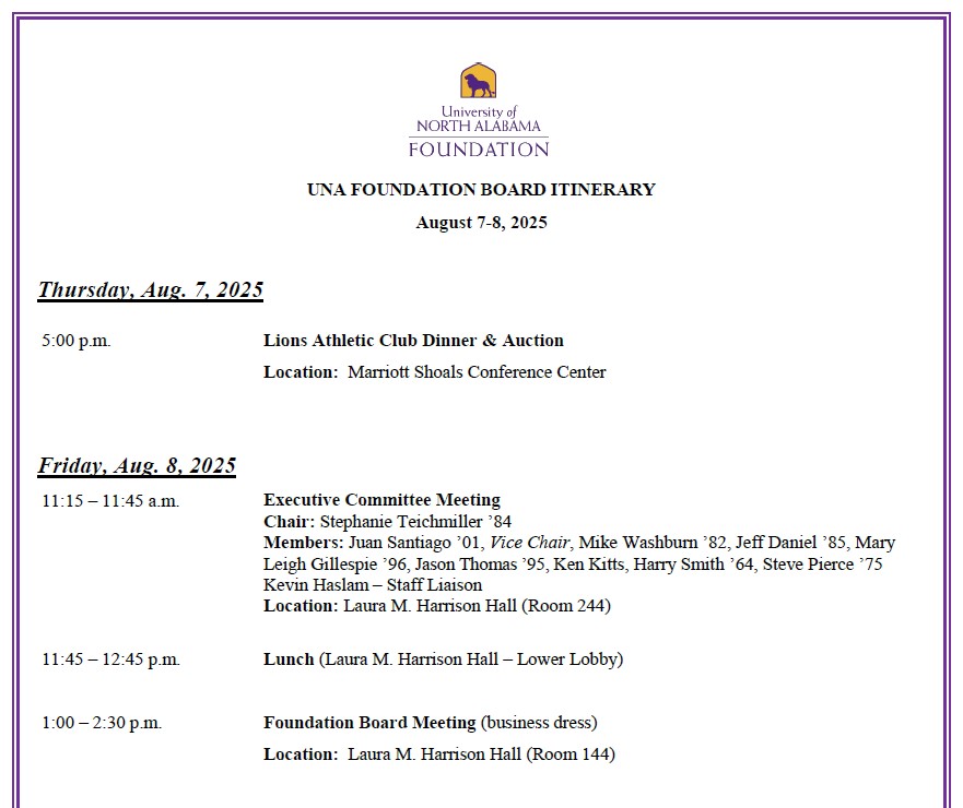 Foundation Board Meeting  - August 8, 2025