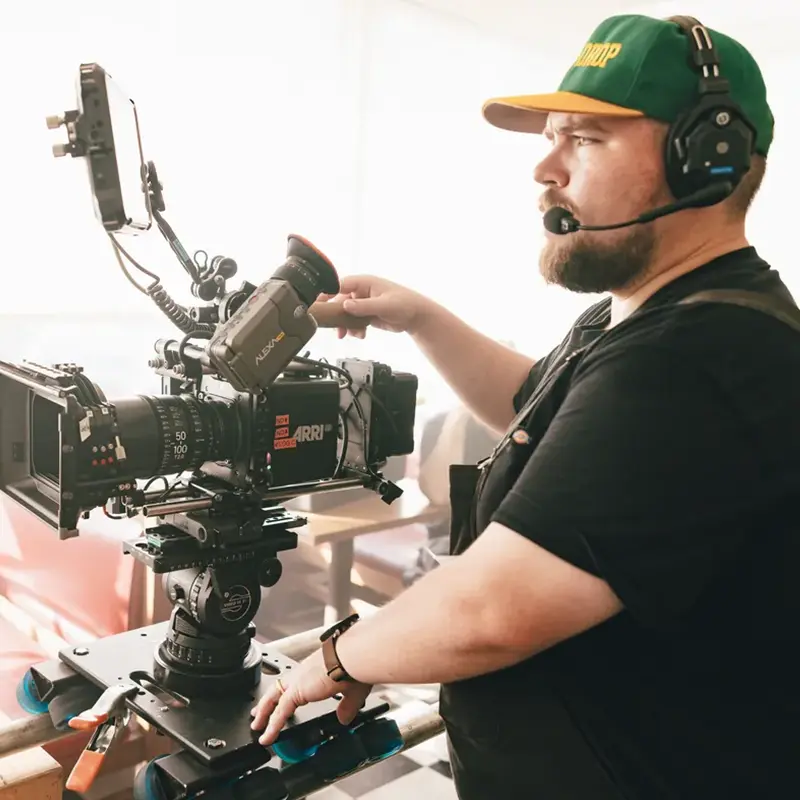 Behind the scenes during filming