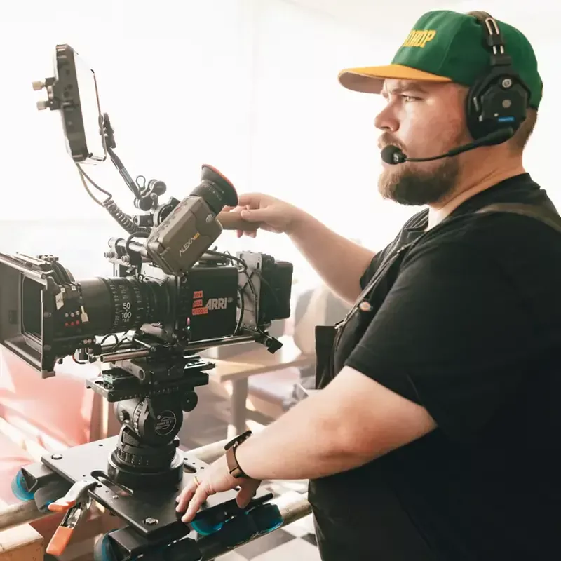 Behind the scenes during filming