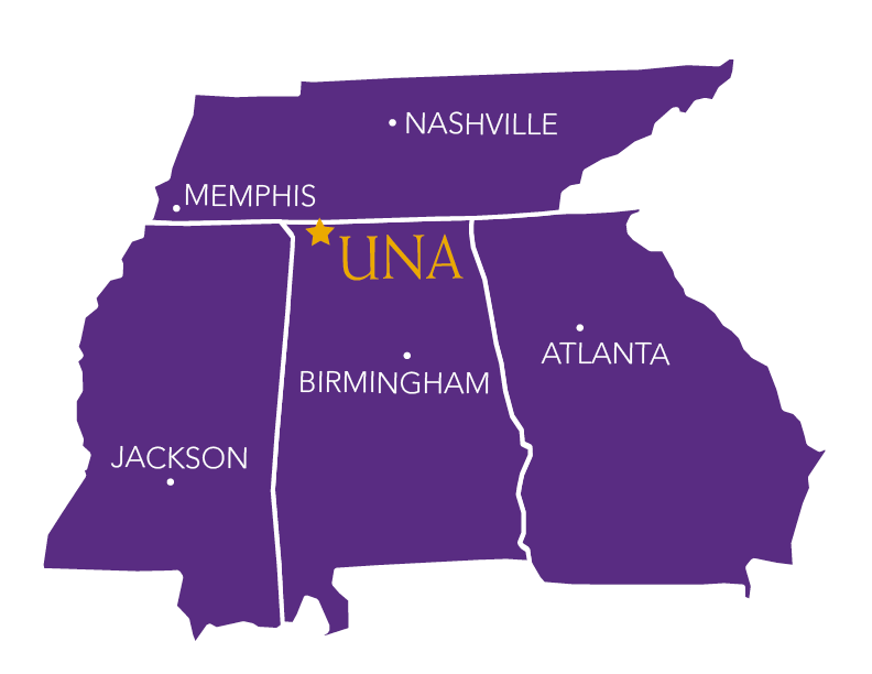 Map of University of North Alabama Campus