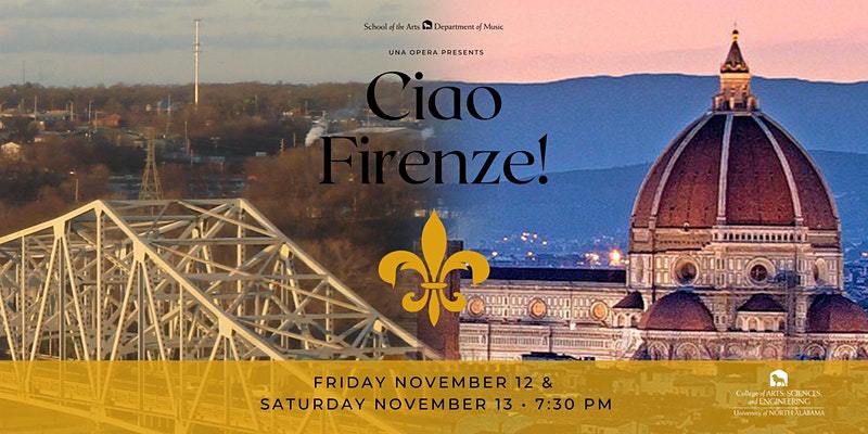 flyer for Ciao Firenze, production of UNA Opera and Musical Theater