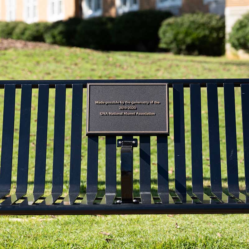 image of plaque on a bench