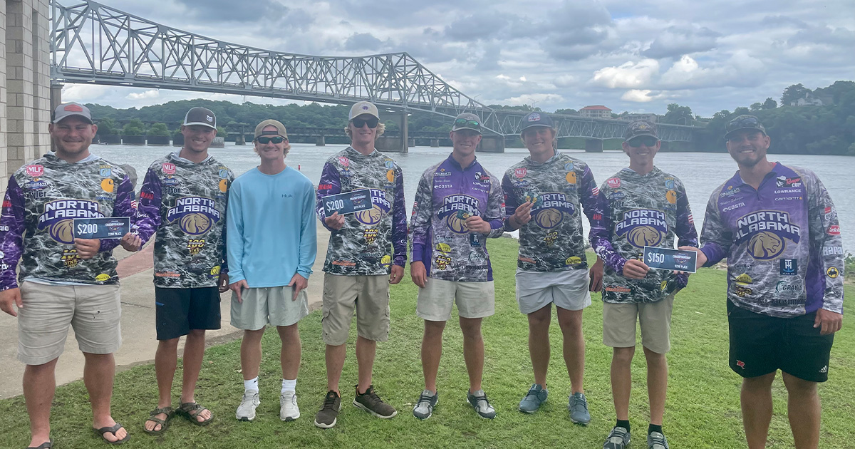 Members of the UNA Bass Fishing Team competed in the U.S. Bass College Fishing Championship that took place at McFarland Park in Florence earlier this summer.