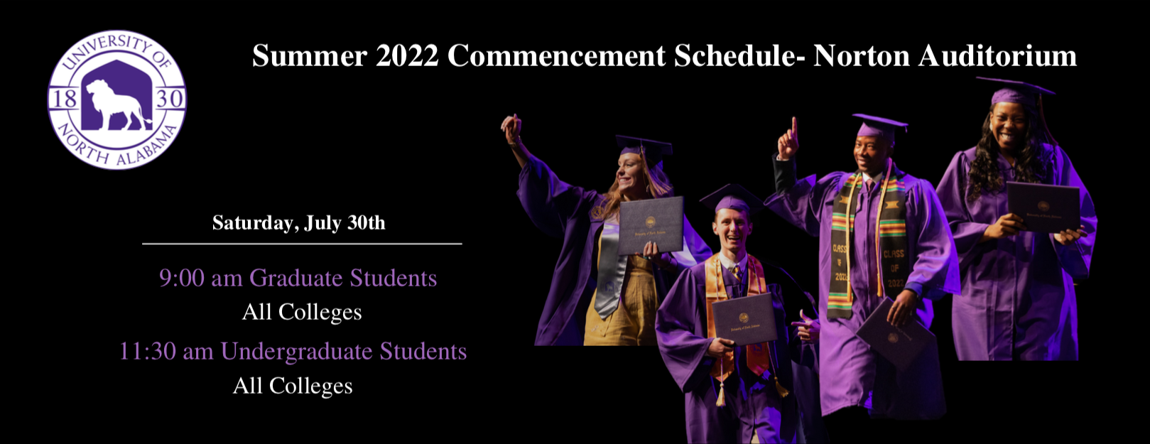 summer 2022 Commencement Schedule: Year of the UNA Woman