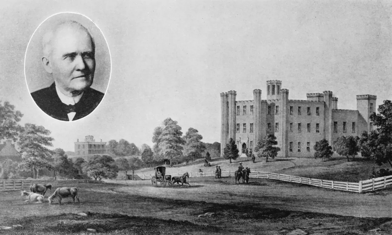 Period engraving of Wesleyan Hall in Florence