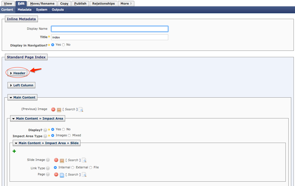 Header Dropdown menu