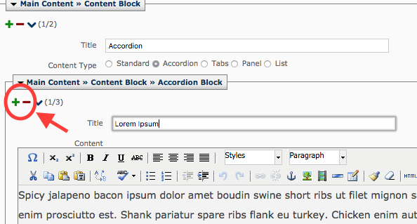 Accordion Buttons Screenshot