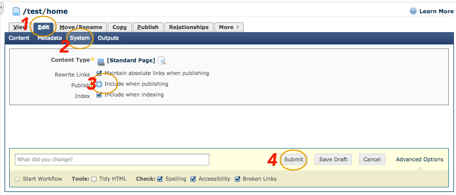 Disable page publishing