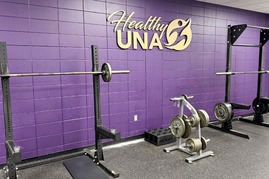 Weight benches in UNA's Wellness Center